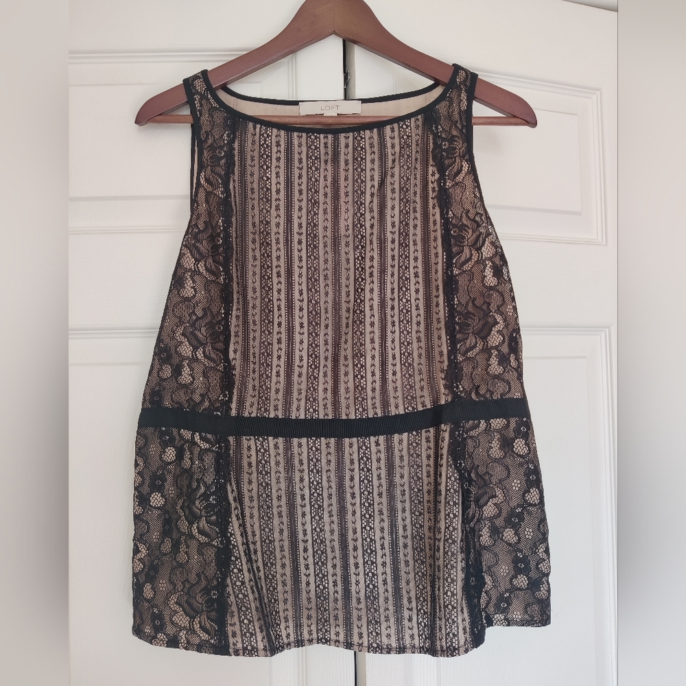LOFT Pretty Black Lace Top